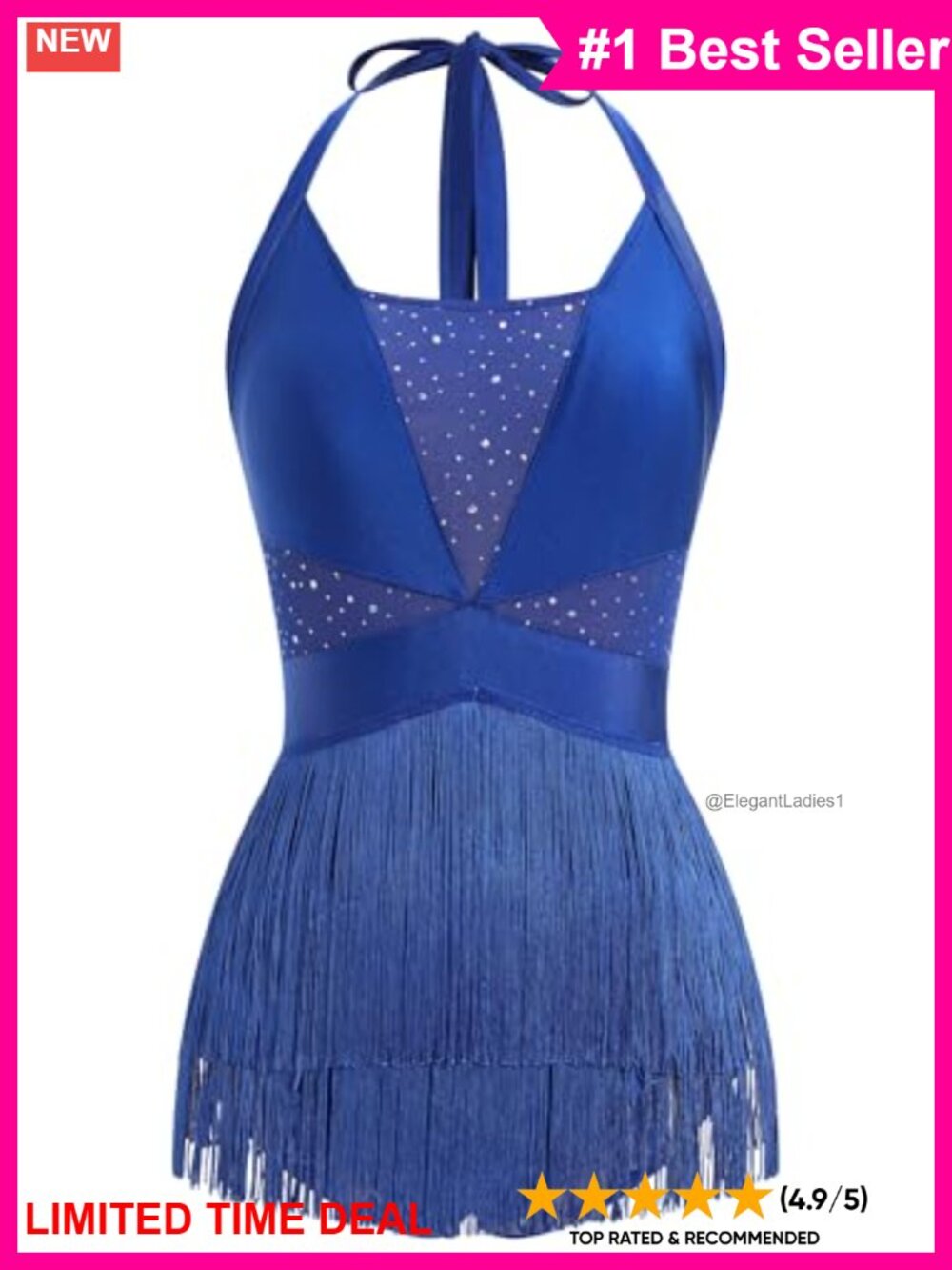 Sequin Fringe Halter Romper Backless Dance Bodysuit